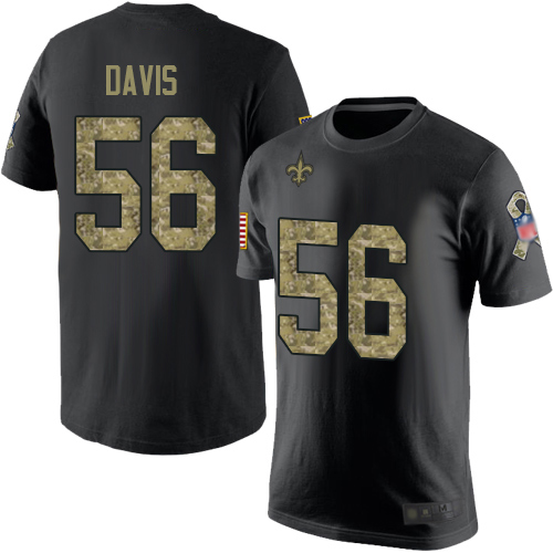 Men New Orleans Saints Black Camo DeMario Davis Salute to Service NFL Football #56 T Shirt